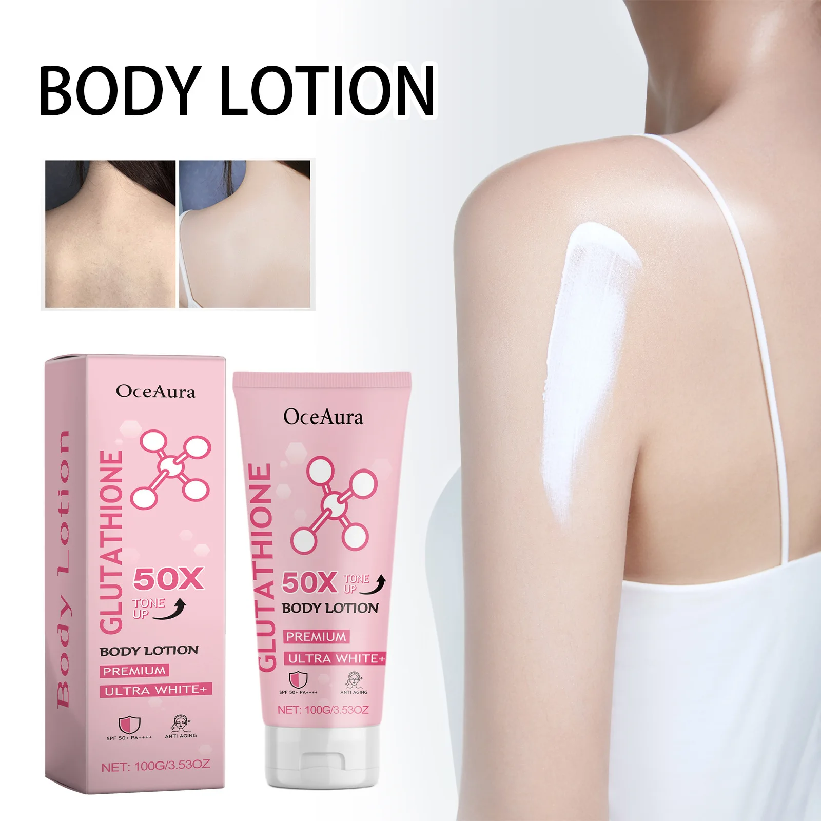 OceAura Body Skin Tone up Brighten Whitening Deep Hydration Moisture  Glutathione Niacinamide Body Lotion