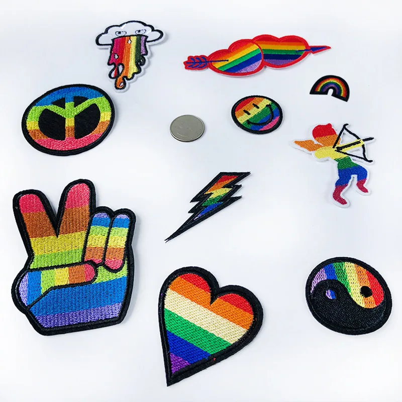  Kirako 8 Pcs LGBT Iron on Patches Lesbian Gay Pride Day Rainbow  Sew on Embroidered Applique Repair Patch Emblem DIY Crafts Projects for  LGBTQ+ Clothing Jacket Jeans Backpack Hat Decorations Gift 