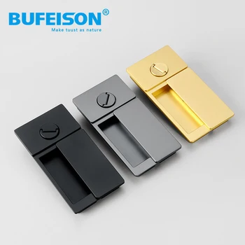 Flat lock invisible door lock without handle wooden door special WAVE flat door lock simple wind movable