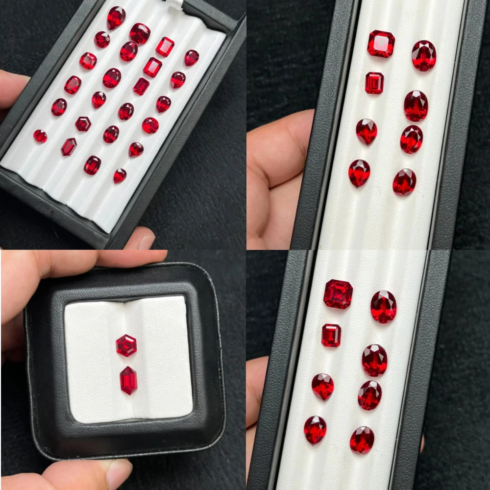 Top Quality 5A Natural Ruby Ring Pear Round Oval Polished Lab Created Loose Gemstones Synthetic Sexy Ruby