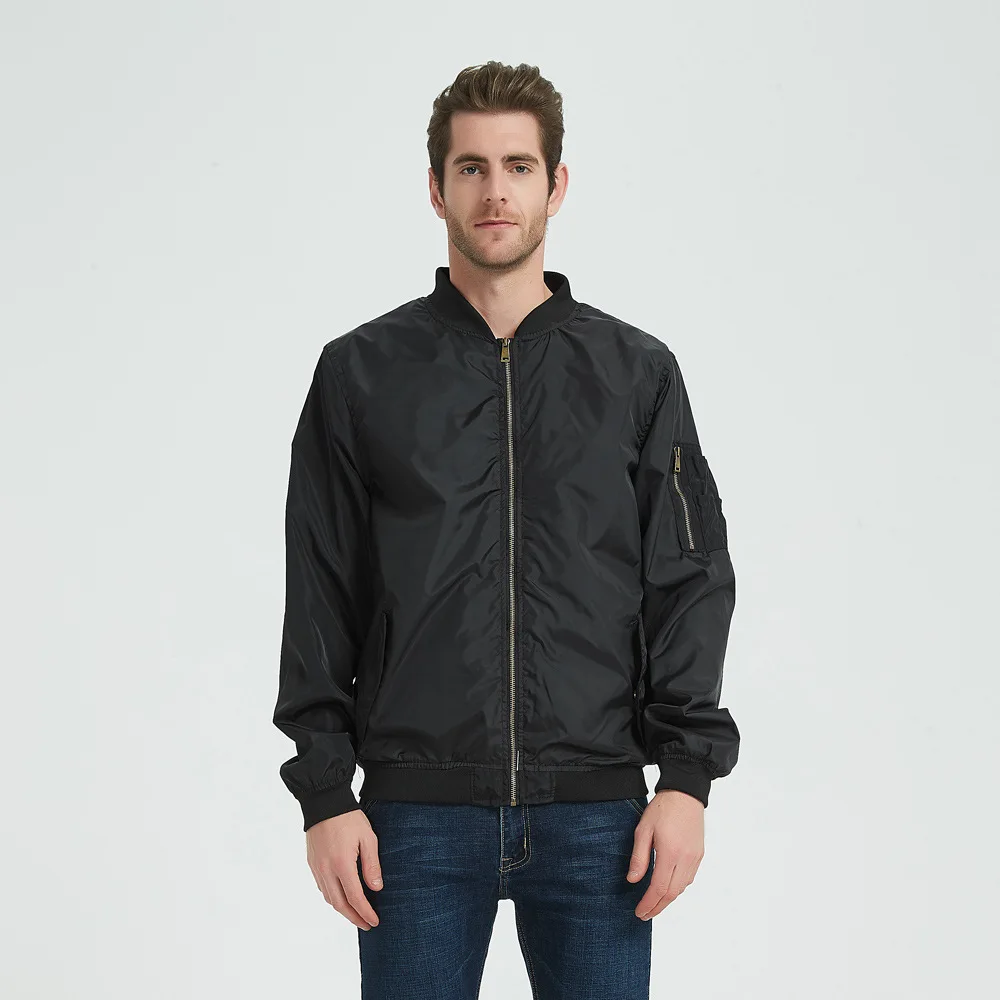 Men's Bomber Jacket Solid Colour Casual Lightweight Autumn Winter_voghion.com