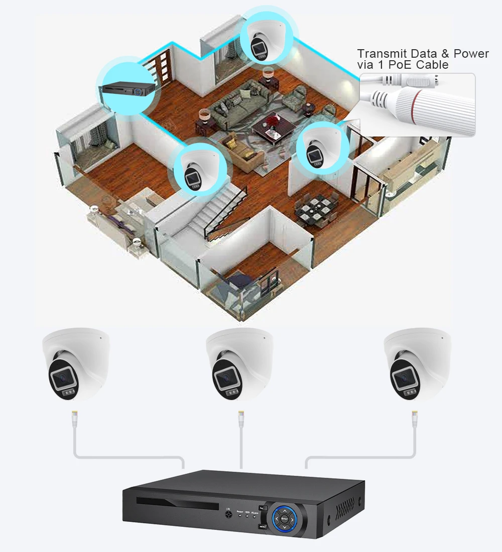 H.265 Full Color Dome Camera Motion Detection Ip Cctv Network Camera