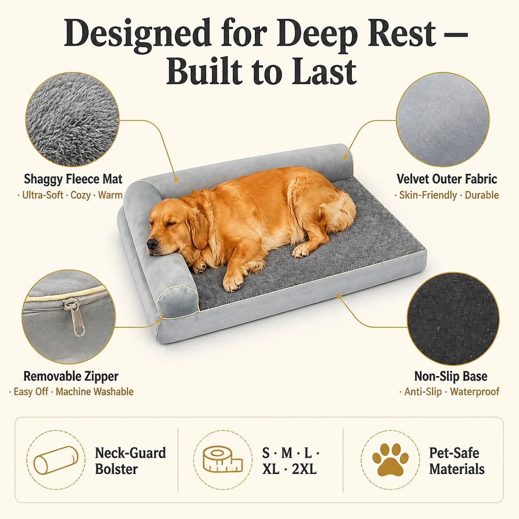 Neck Guard Velvet Pet Sofa Bed — Product details 4