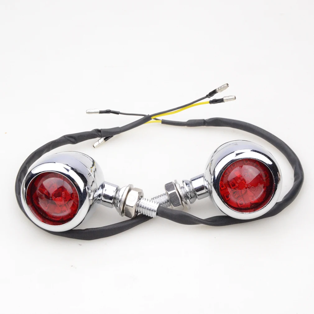 GOOFIT Motorcycle Red Cover Chrome LED Indicator Turn Signal Light Side Light Lamp Replacement for Scooter ATV Bike