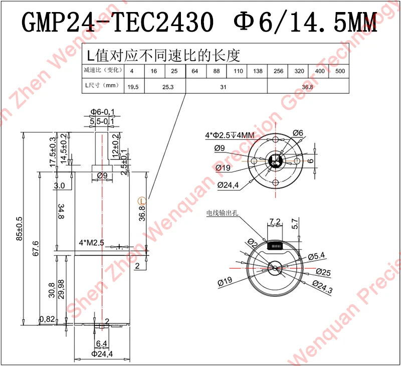 24mm Bldc Motor 12v 24v Geared 300rpm 0.2nm Electric Brushless Gear ...