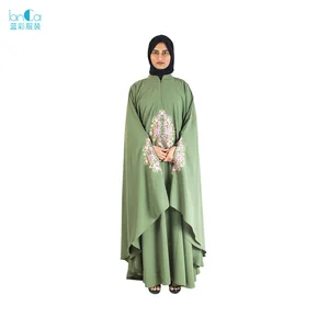 New Style Latest Elegant Wholesale Custom Plus Size Polyester Floral Printing Long Abaya Women Muslim Dress