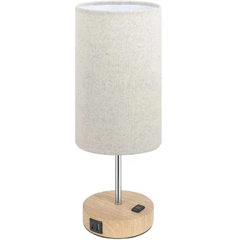 Modern Metal/Wood Base USB Charging Type A/C Port Touch Dimming Bedside Simple  Decorative Rechargeable Table Lamps for Hotel Be