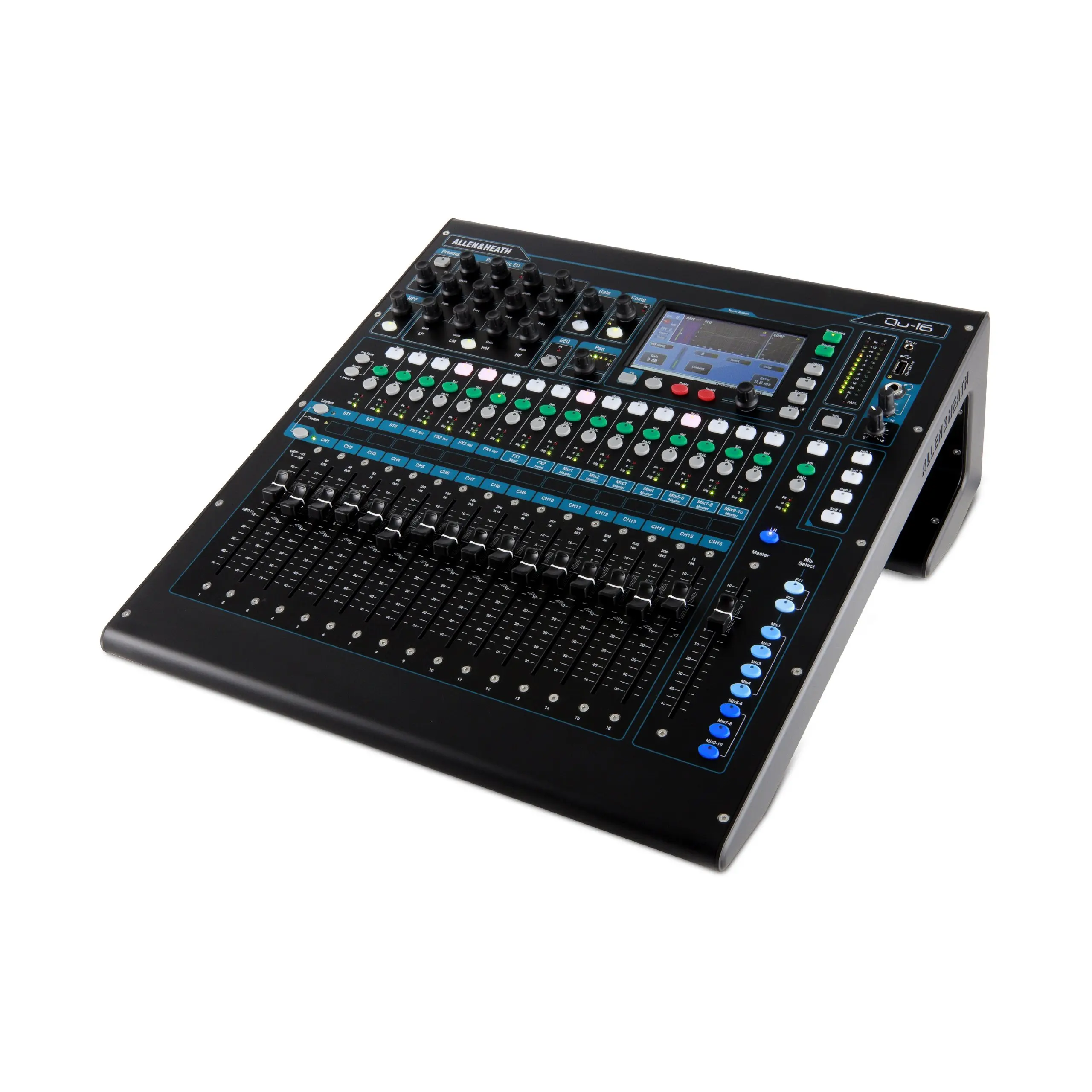 Allen & Heath Qu 16 Digital Mixer Recorder Kit with Dust Cover & Decksaver (Chrome Edition)