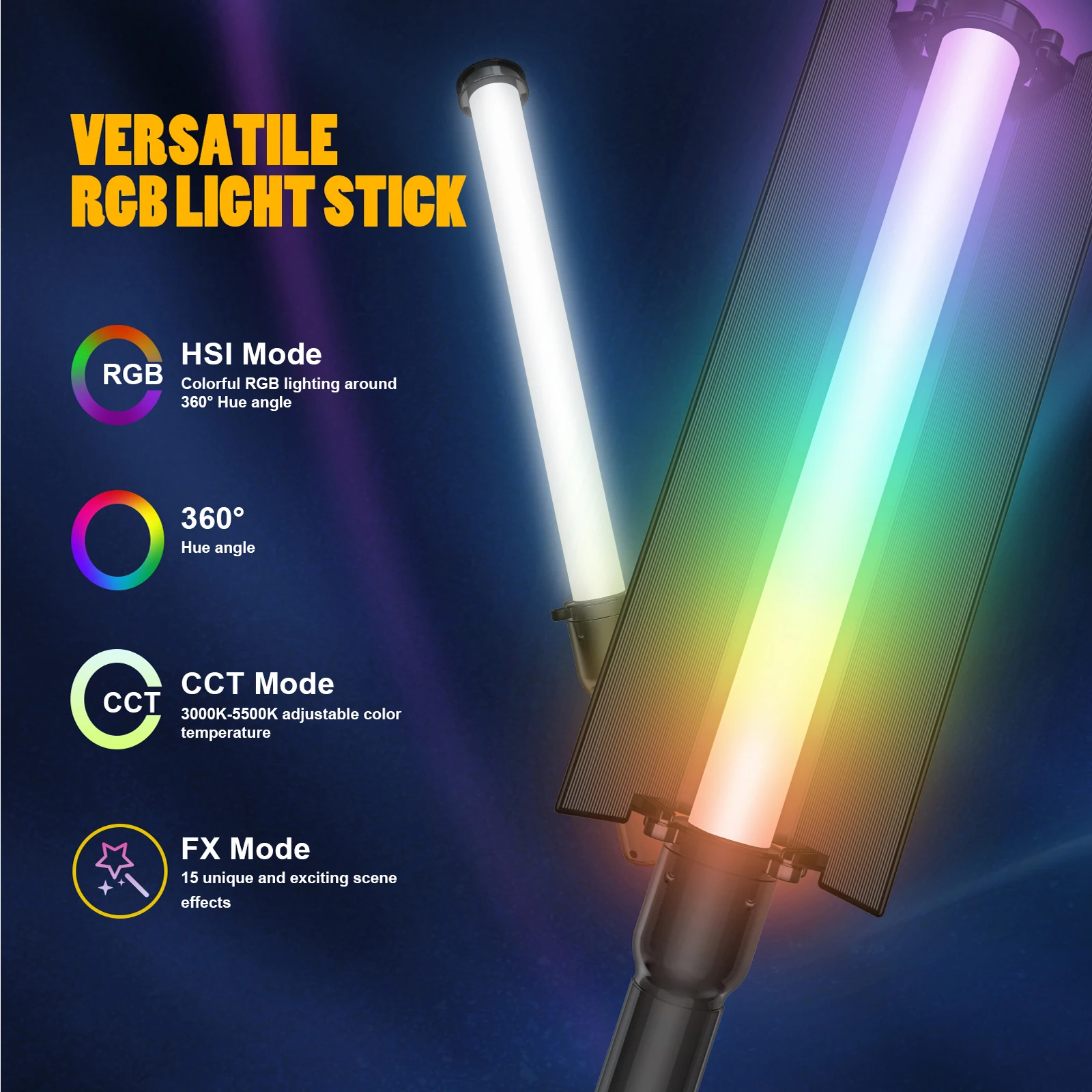 Bacchetta Di Luce A LED Portatile RGB Fotografia Colorata Bastone Di Illuminazione 10 Modalà Ricaricabile Studio Fotografico Lampada Di Riempimento Per Video Youtube - Foto 3