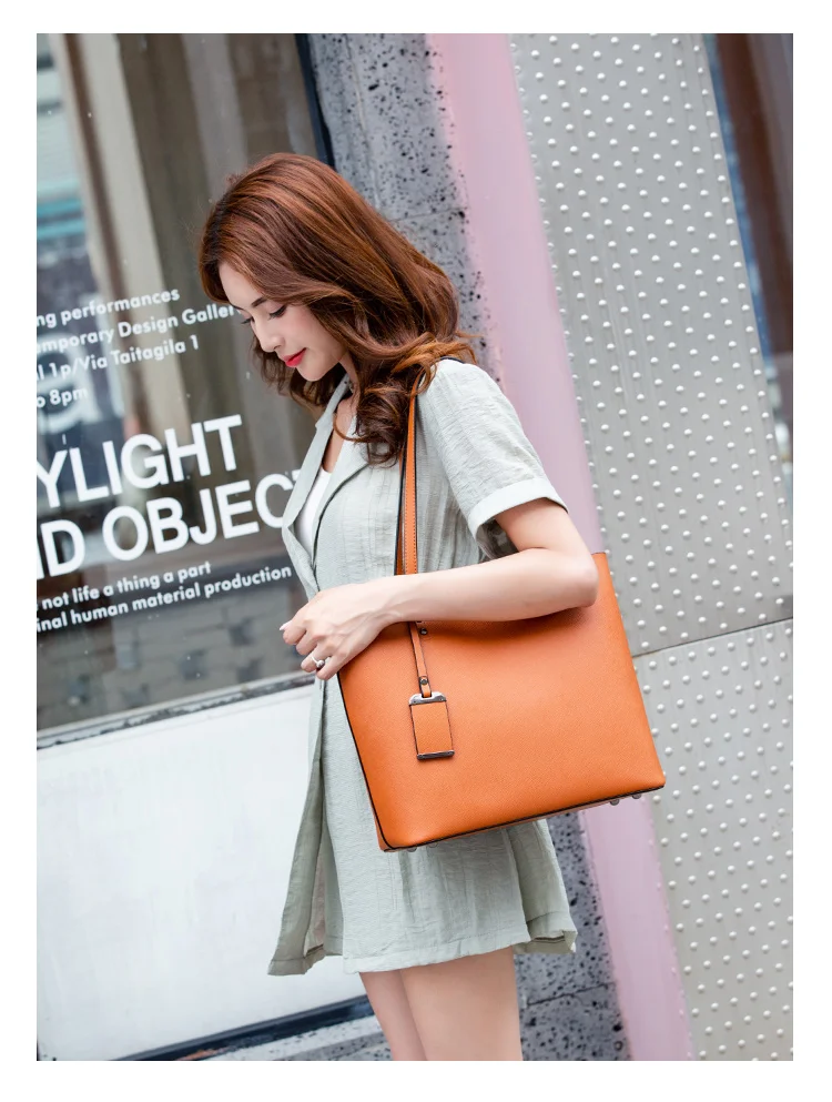 Classic Fashion Women Tote Bag Criss-Cross Textured Leather