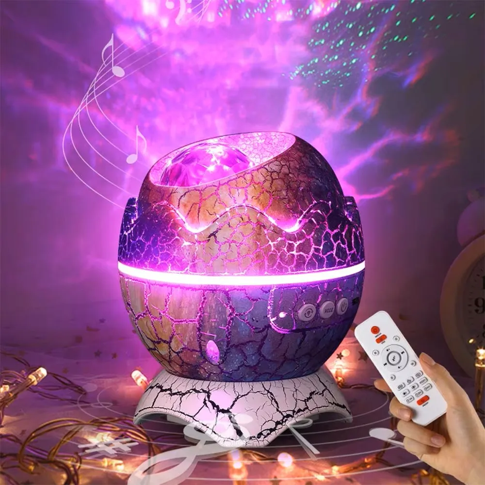 Galaxy Star Projector with Ocean Wave & White Noise Dinosaur Egg Design Music Speaker & Remote Cool Gift for Kids Bedroom