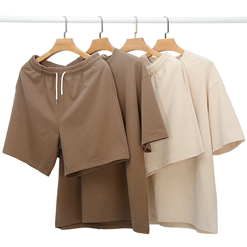 Heren 2-Delig Casual Pak - Korte Mouwen Button Down Shirt & Trekkoord Broek - Zomer Outfits