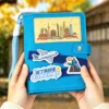 Cuaderno estampado de fieltro azul