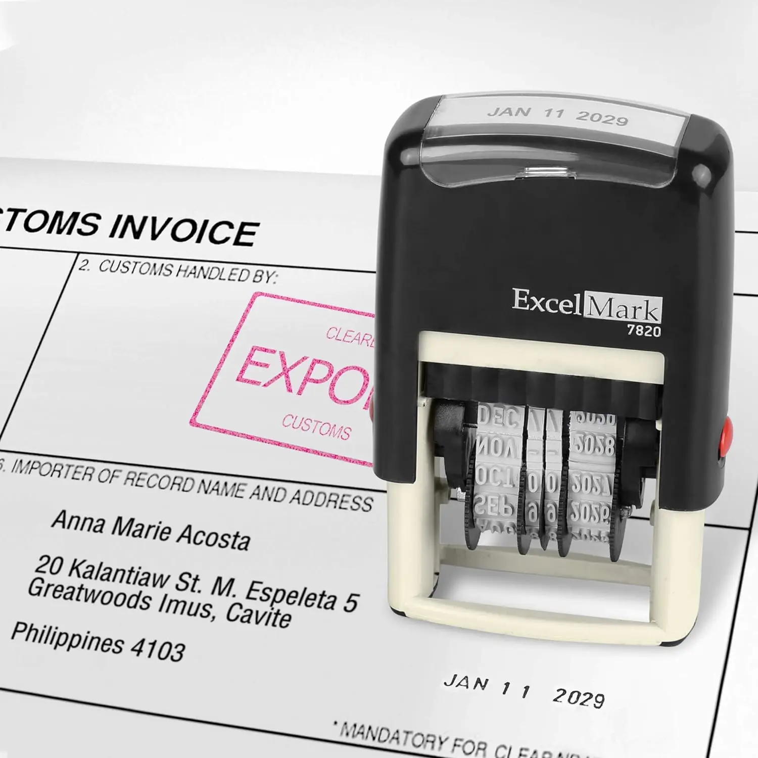 Adjustable Self-Inking Rubber Date Stamper, Automatic Numbering Machine, Great for Shipping, Receiving, Expiration Dates