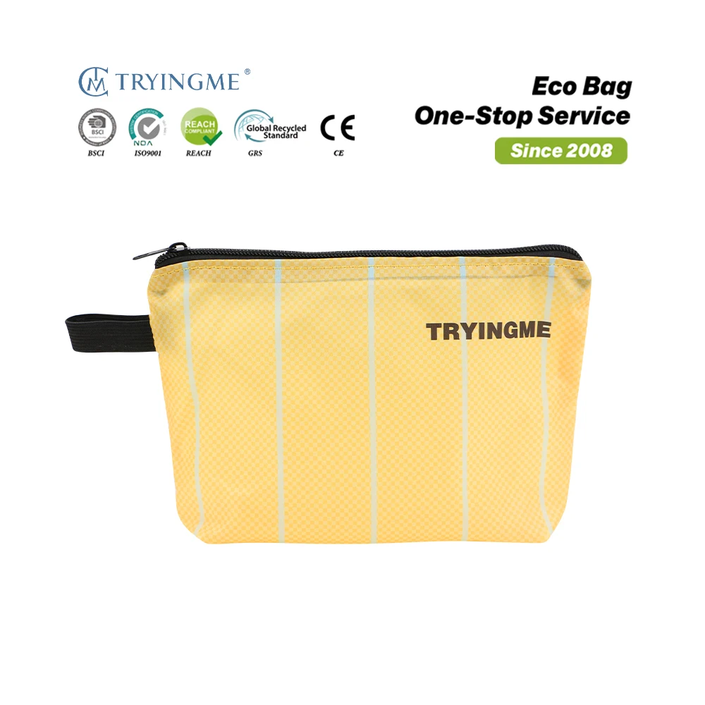 Custom Eco Waterproof Cosmetic Zipper Bags Logo Printed Polyester Toiletry Pouch with Zipper Promotion Gift