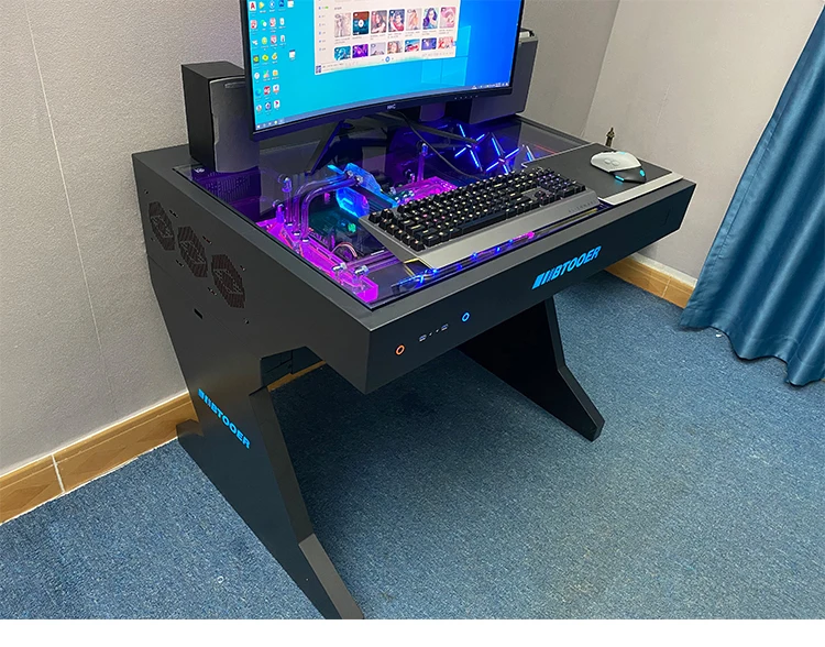 Hot Sale Tempered Glass Side Panel Desk Rgb Atx Pc Case And Desk Two In