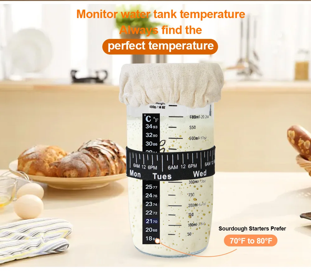 Rayshine 2 Pack Sourdough Starter Jar Container Sourdough Starter Kit With Thermometer Scraper