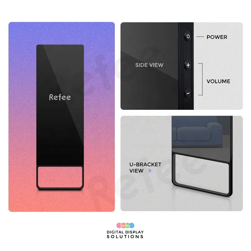 Modern Intelligent Interactive Mirror Smart Touch Screen Gym Workout Wall Mount WiFi Rectangle Design Metal LCD Display