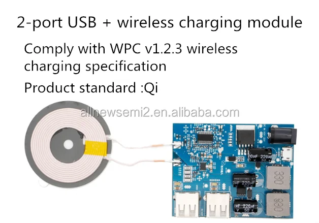 High quality Mobile Phone wireless charging module mobile phone 5v3a2 Port USB wireless charging module