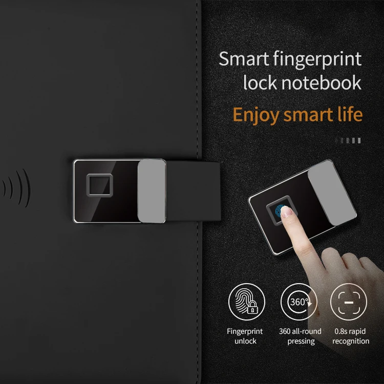 Элегантный кожаный блокнот на подкладке цветная Настройка блокировка отпечатков пальцев дневник с зарядным банком и USB-диском