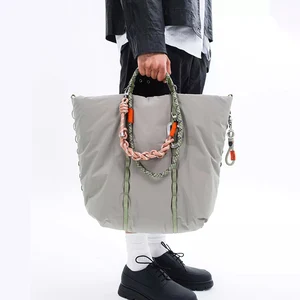 Women's Custom Logo Large Water-Resistant Weekender Nylon Puffer Cloud Shoulder Tote Bag Puffy Crossbody Handbag