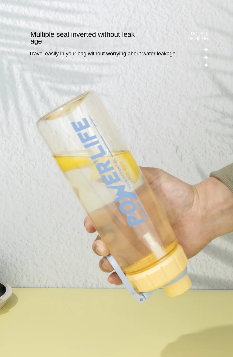 Custom Logo 750ml Colorful Transparent Portable Plastic Sports Water Bottle Bottles With Handle