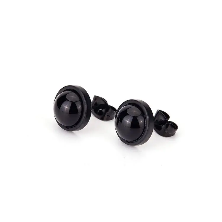 Adaecolrs 8mm White Mop/ Semi-preci Stones Earrings For Unisex Men ...