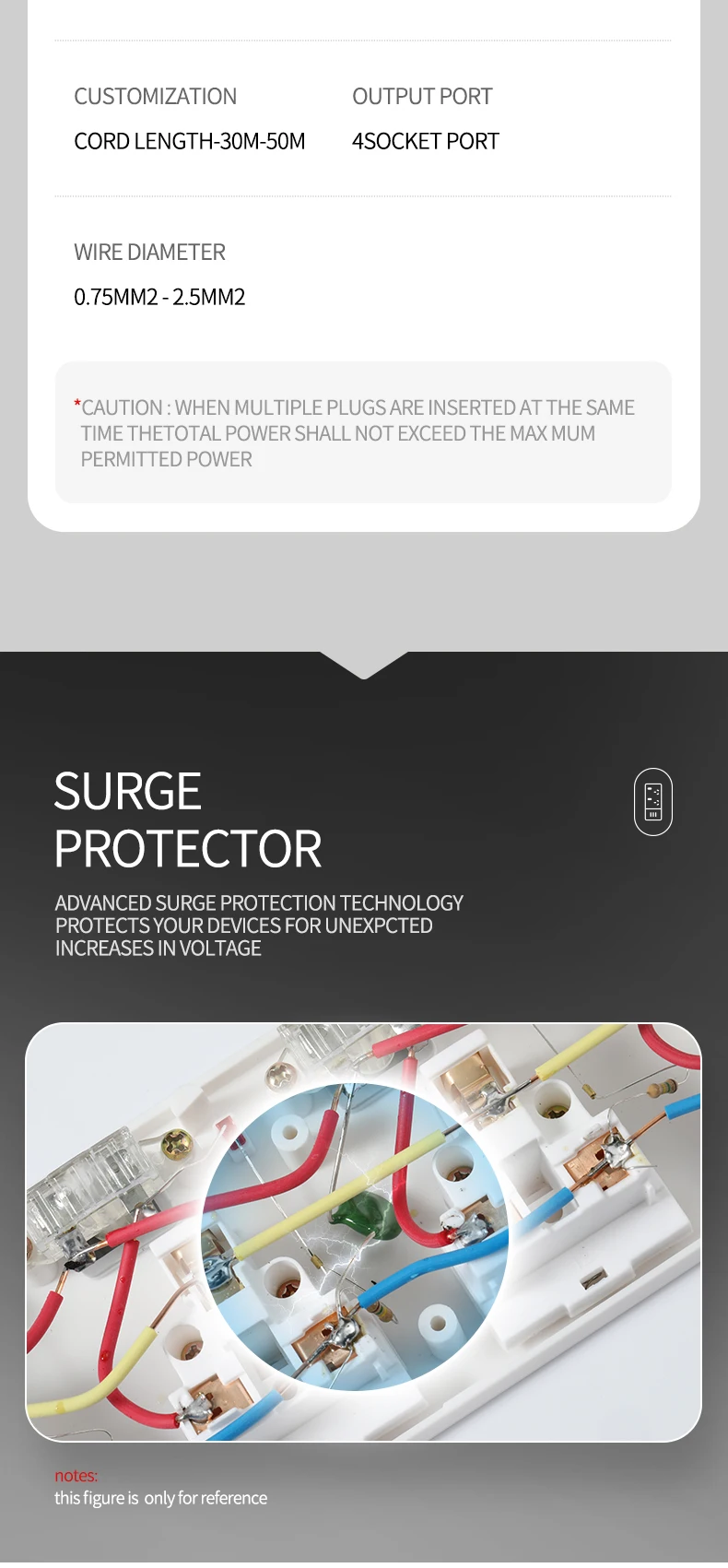 50m Retractable Extension Cable Reels Industrial Outdoor Electric