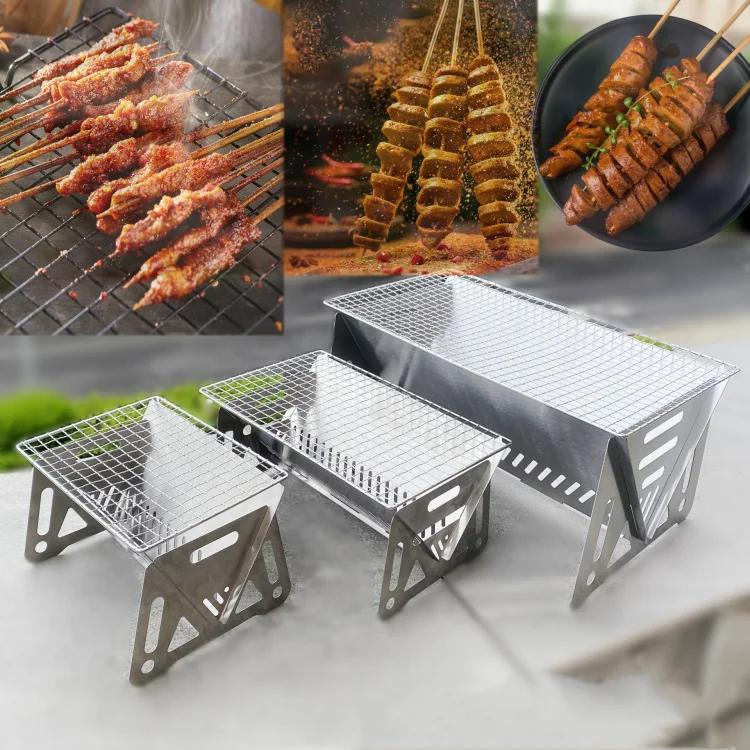 OEM ODM Outdoor Folding Smokeless BBQ Stove Remote Control Stainless Steel Stone Construction Convenient Wood Burning Mini Grill supplier