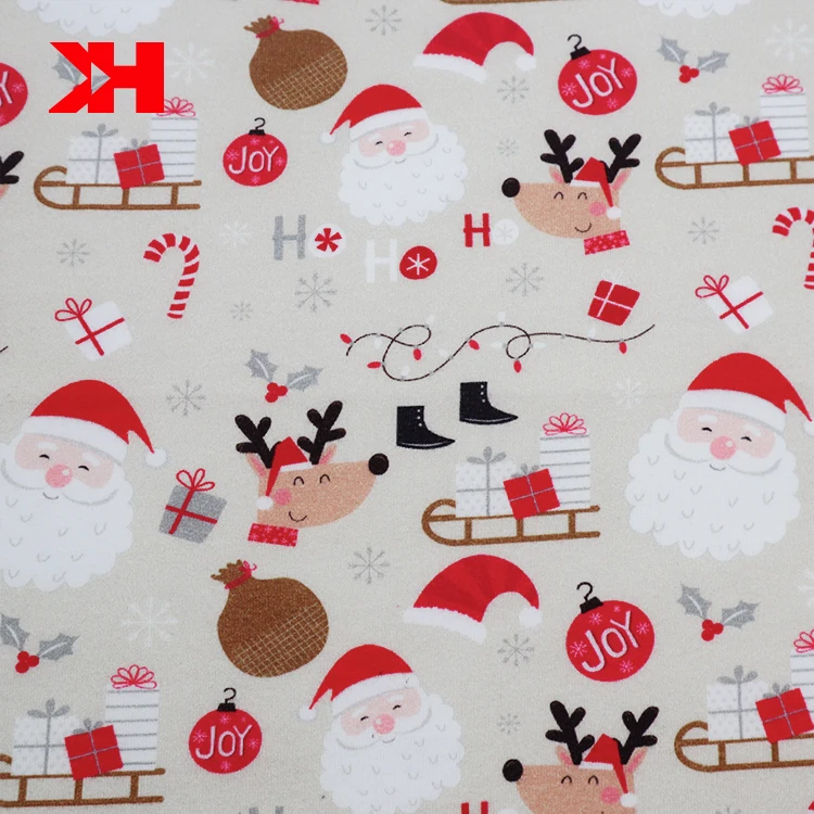 Kahn christmas decoration textile supplies 220gsm hot selling custom cotton material lycra printed  fabric