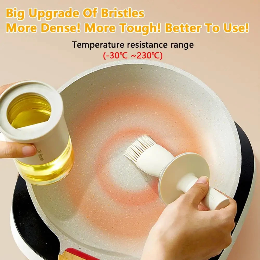 2 in 1 Kitchen High Temperature Resistant Pot Container Spill-proof Container Edible Oil Dispenser Bottle With Brush