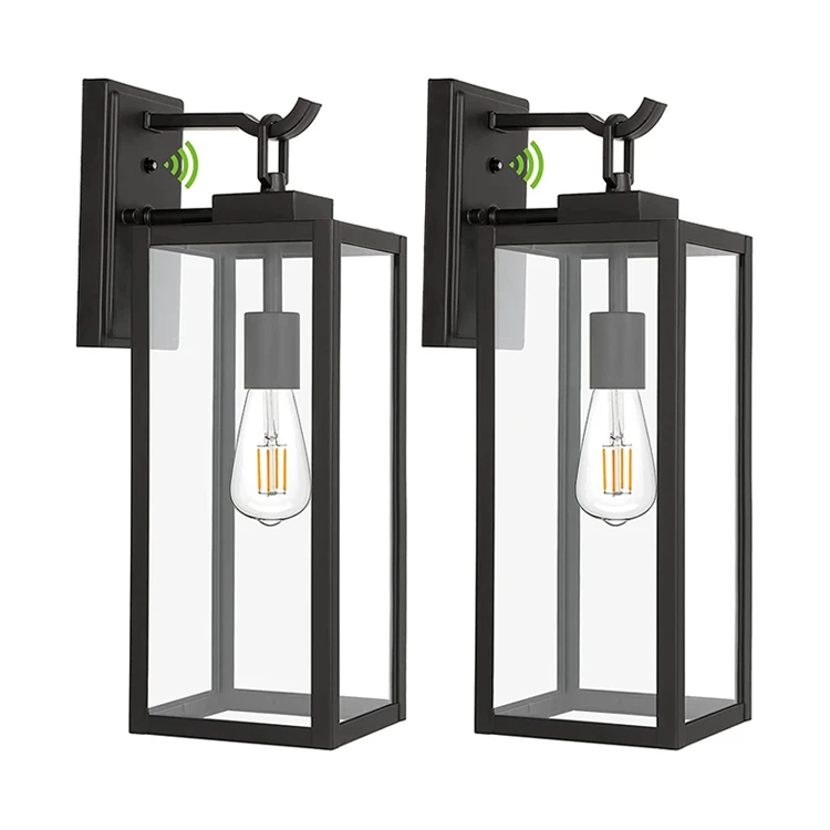 Large Size Dusk To Dawn Outdoor Wall Lanterns,Matte Black Porch Lights ...