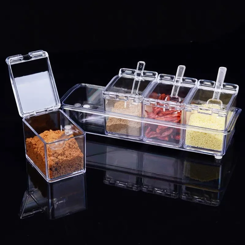 Plastic Grids Seasoning Spice Box Transparent Fresh