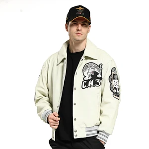 2022 Men's Speed Tiger A-2 Leather Bomber Jacket Vintage Leather Preppy Jacket