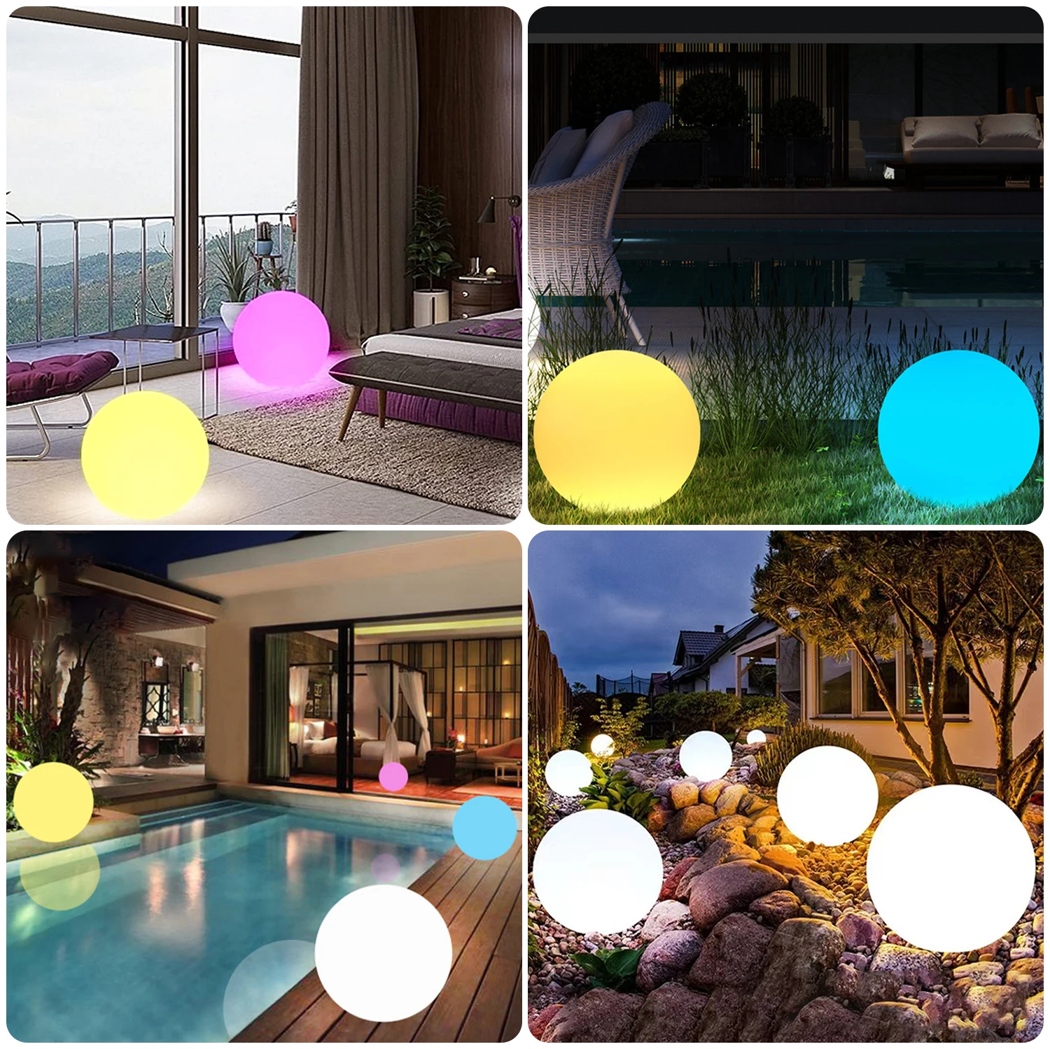 rgb full color changing remote controlled dimmable 60 cm led ball light ip65 waterproof decorative-8