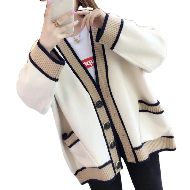 Women's 2024 Spring New Loose Cardigan Coat Single Breasted with Pocket OEM Service Available