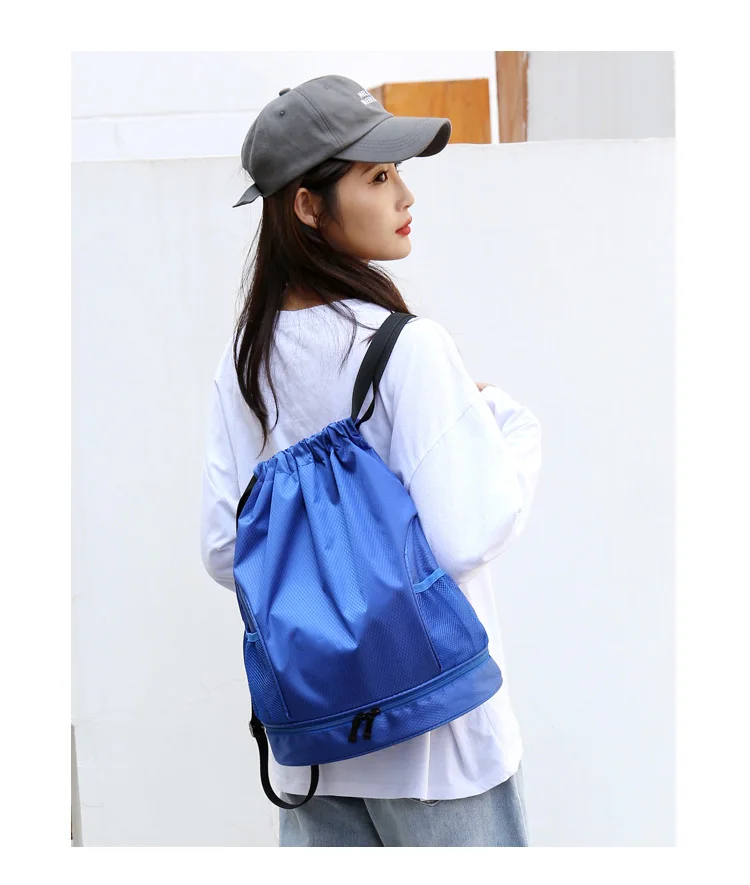 Waterproof Drawstring Backpack Sport Beach Gym Bag With A Front Zipper