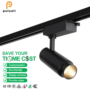 PULUOTI Highlight Black 20W LED Magnetic Track Spotlight Ceiling Adjustable 10-55° Beam Angle Spot Lights Aluminum Indoor Use