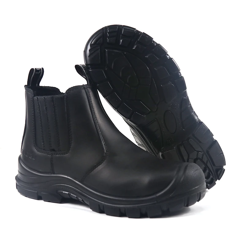 Dinggu Best Seller Slip On Safety Boots Genuine Leather Steel Toe Work Boots Puncture Proof