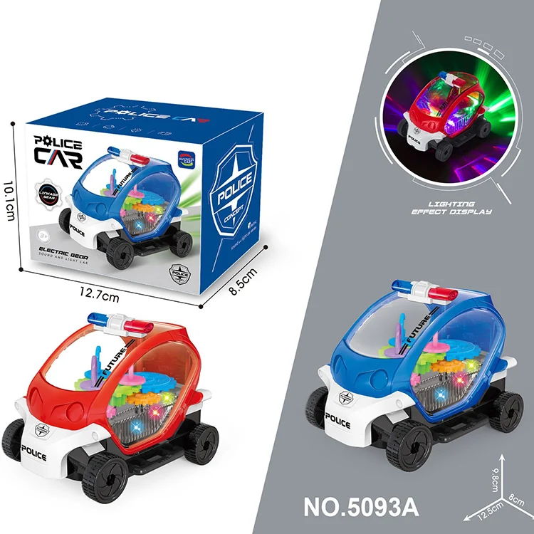 Battery Operated 360 Degree Spin Transparent Flashing Light Universal Wheel 3D Concept Gear Car Toy
