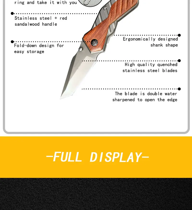 X59 Outdoor Camping Mini Keychain Pocket Folding Knife Wood Handle