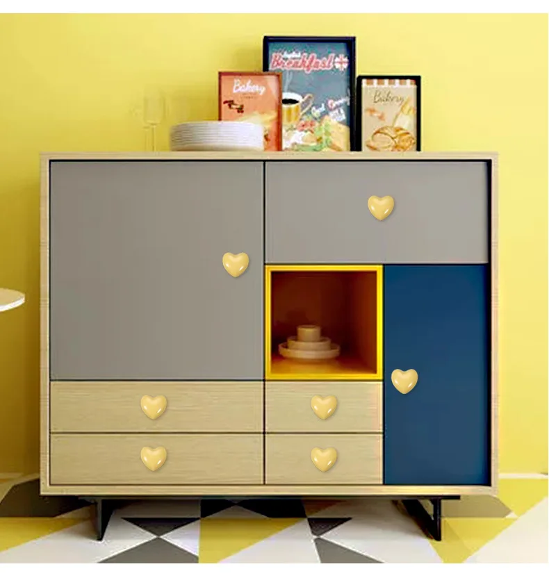 Hot sale Ceramic Cartoon Cabinet Knobs Colorful Heart Drawer Closet Handles Room Furniture Kids Handles  