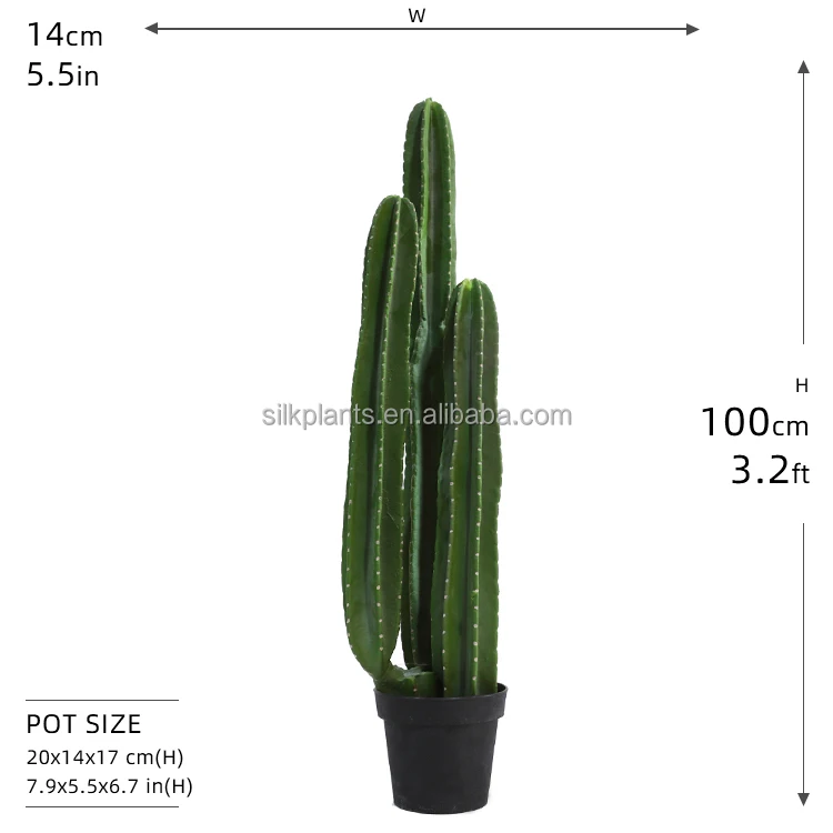 Latest Design Large Indoor Artificial Bonsai Tree Saguaro Cactus in Natural PE with Pot