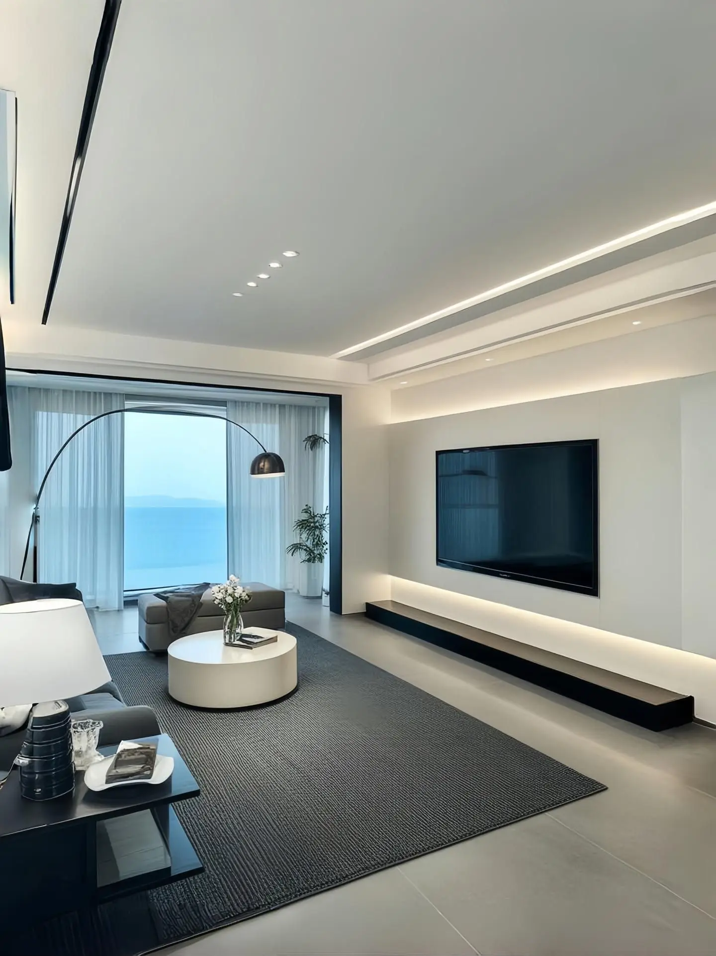Modern Design Whole Wall Mounted TV Unit Stands Living Room Furniture Black TV Cabinets