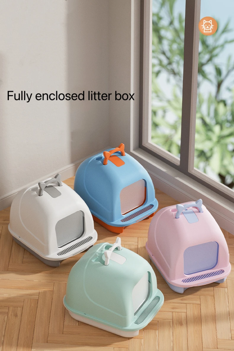 Fully Enclosed Pet Cleaning Cat Toilet Plastic Large Space Box Cat