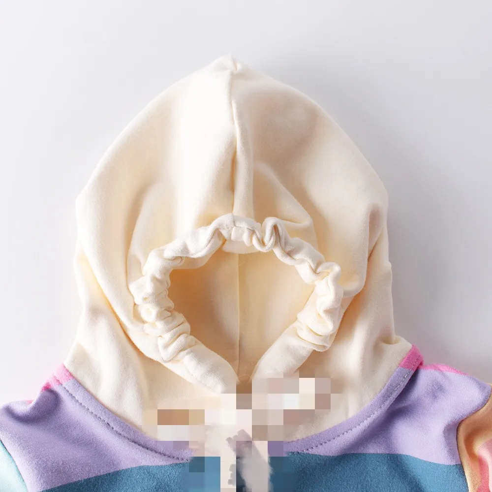 Fall baby rainbow long-sleeved unisex baby clothes hooded jumpsuit climb clothes baby han edition dress