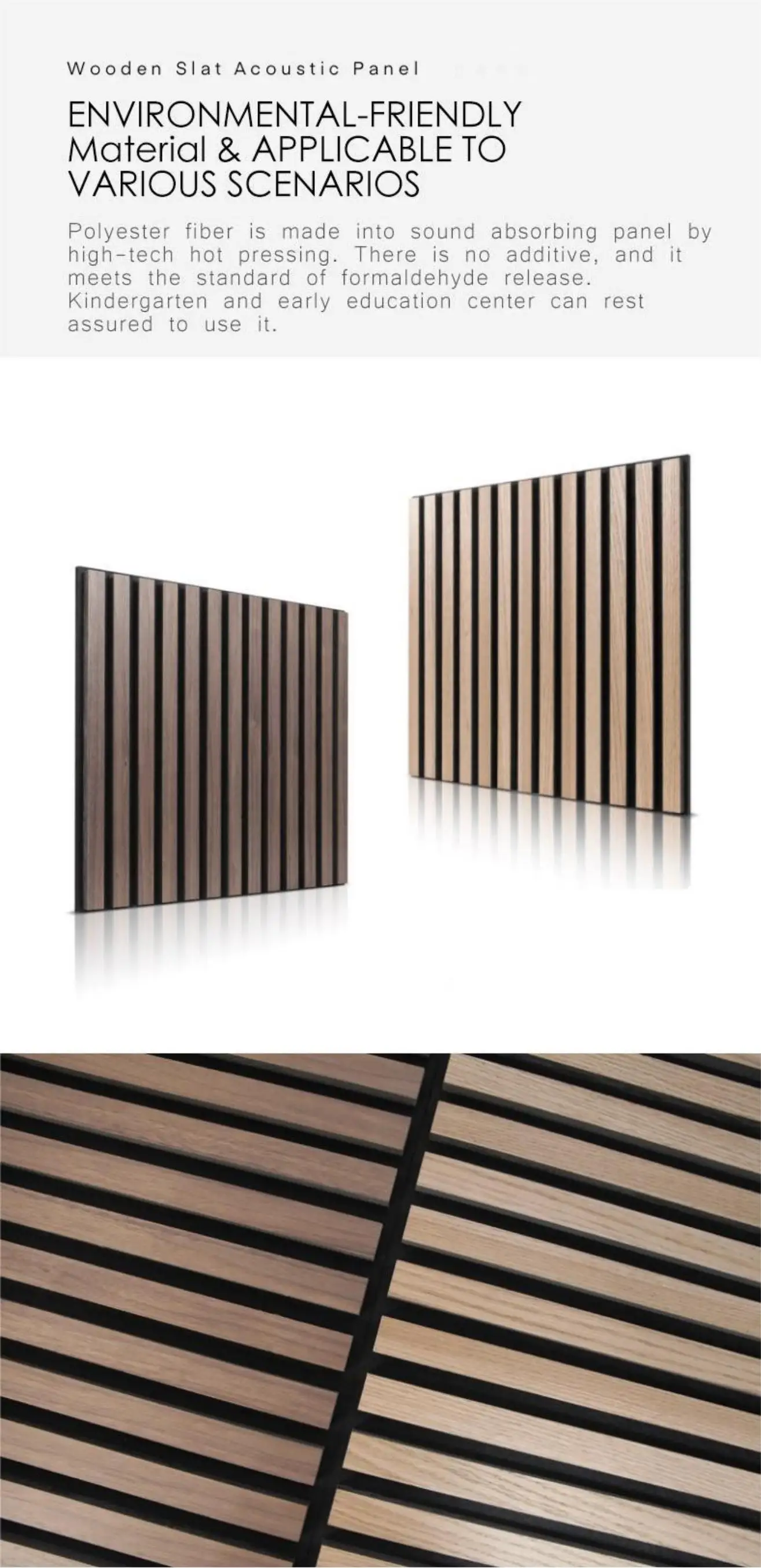 wall decor No Harmful Flat Finish Decoration Composite Wall Slatted Akupanel Wooden Acoustic Panels manufacture