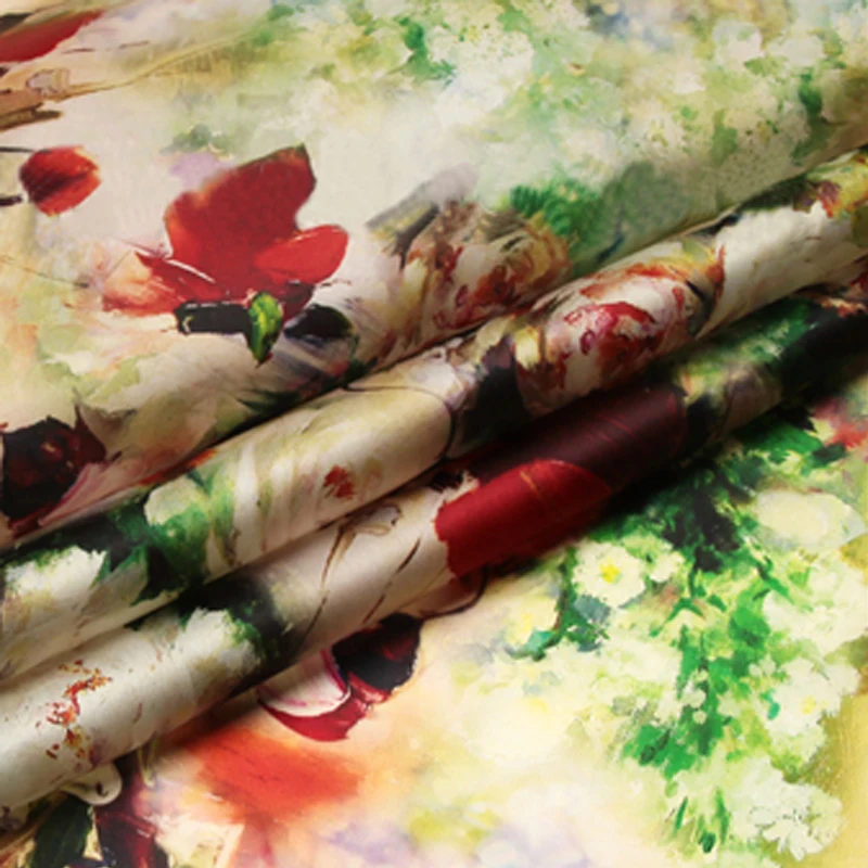 
 Ткани из 100% натурального шелка с цифровым принтом и цветочным узором на заказ  