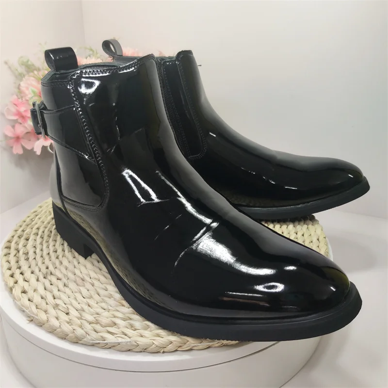 Patent Leather Dress Boots - Stylish & Durable Men's Shoes