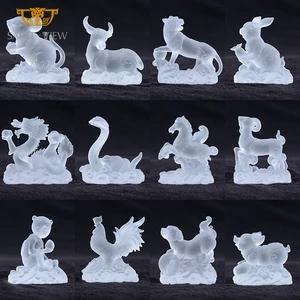 Pure White Dull Polish Mini Miniature Crystal Glass 12 Chinese Zodiac Gift Set Creative Animal Ornaments Sculpture